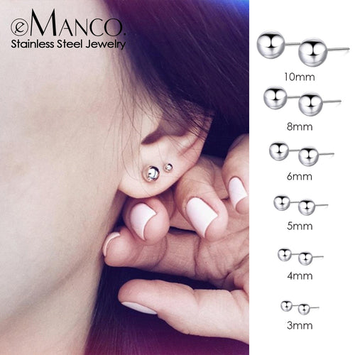 e-Manco korean style stainless steel earrings for women Luxury rose gold color stud earrings set small earings fashion jewelry