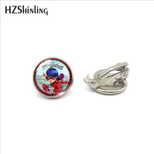 2019 New Fashion Ladybug Cartoon Girl and Cat Anime Glass Clip Earrings Ladybug Jewelry No Pierced Earrings Gifts for Girls