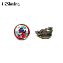 2019 New Fashion Ladybug Cartoon Girl and Cat Anime Glass Clip Earrings Ladybug Jewelry No Pierced Earrings Gifts for Girls