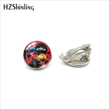 2019 New Fashion Ladybug Cartoon Girl and Cat Anime Glass Clip Earrings Ladybug Jewelry No Pierced Earrings Gifts for Girls