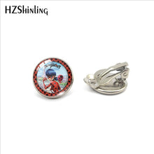 2019 New Fashion Ladybug Cartoon Girl and Cat Anime Glass Clip Earrings Ladybug Jewelry No Pierced Earrings Gifts for Girls