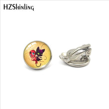 2019 New Fashion Ladybug Cartoon Girl and Cat Anime Glass Clip Earrings Ladybug Jewelry No Pierced Earrings Gifts for Girls