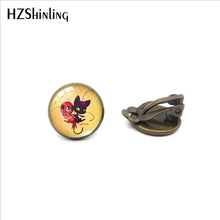 2019 New Fashion Ladybug Cartoon Girl and Cat Anime Glass Clip Earrings Ladybug Jewelry No Pierced Earrings Gifts for Girls