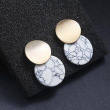 New Fashion Stud Earrings Black White Stone Geometric Earrings Round Triangle Design Punk Ear Jewelry Brincos