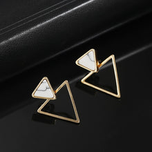 New Fashion Stud Earrings Black White Stone Geometric Earrings Round Triangle Design Punk Ear Jewelry Brincos