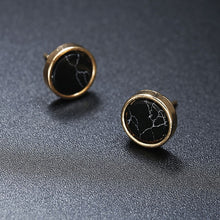 New Fashion Stud Earrings Black White Stone Geometric Earrings Round Triangle Design Punk Ear Jewelry Brincos