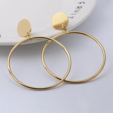 Simple Fashion Gold Silver Plated Geometric Big Round No Pierced Clip Earring for No Ear Hole Women Big Hollow Ear Clips Jewelry